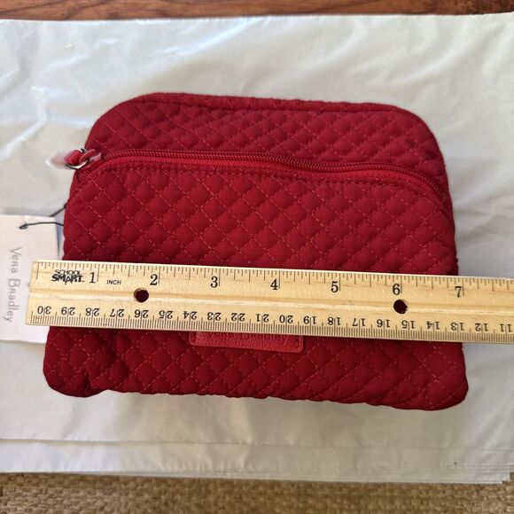 VERA BRADLEY Cosmetic Case Cardinal Red Microfiber Iconic Classic Preppy - New - Picture 2 of 5